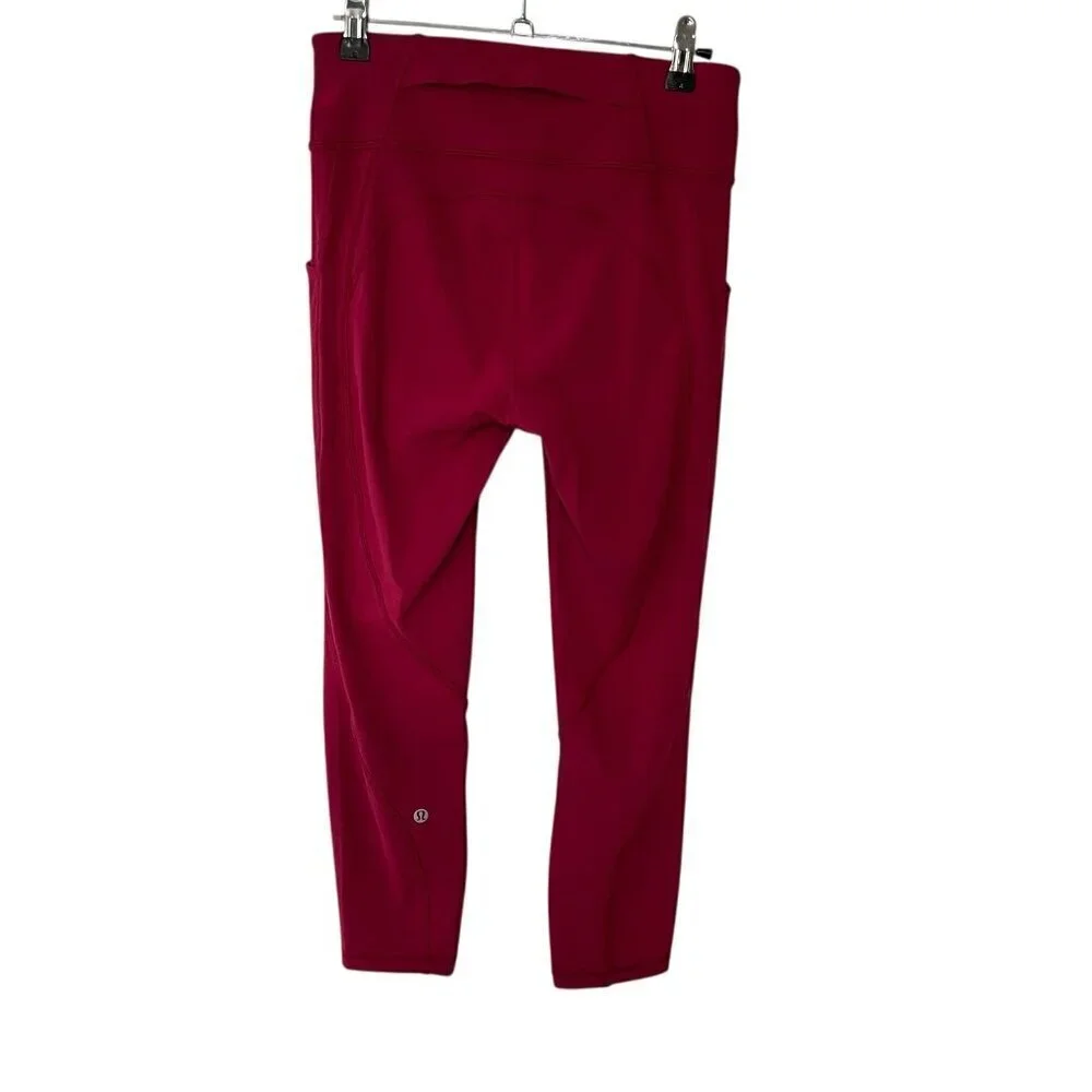Lululemon Time To Sweat Crop Leggings 23 Inch Size 6 Red Active Gym Yoga Running